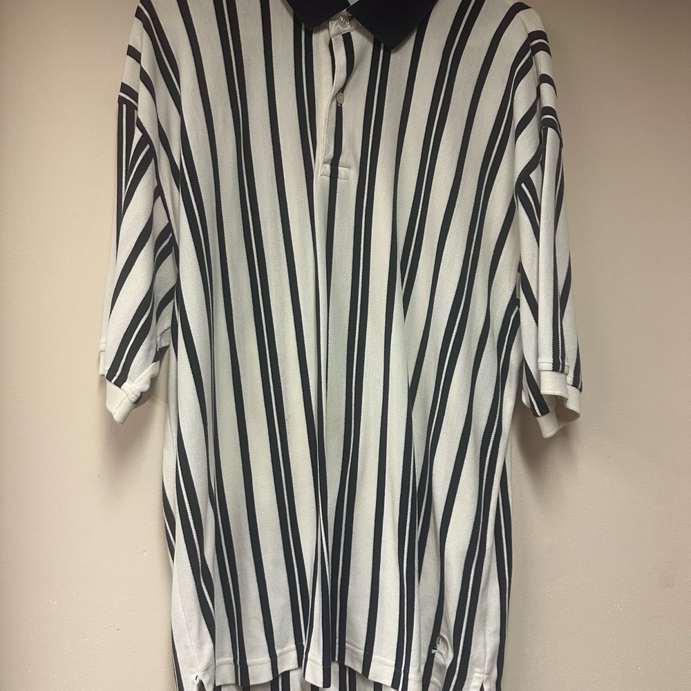 Tommy Hilfiger Black and White Striped Polo Shirt